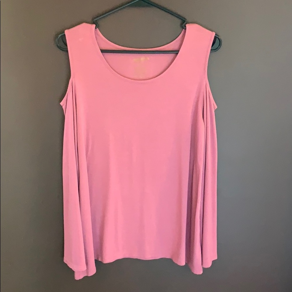 Long sleeve cold shoulder tee with flared sleeves